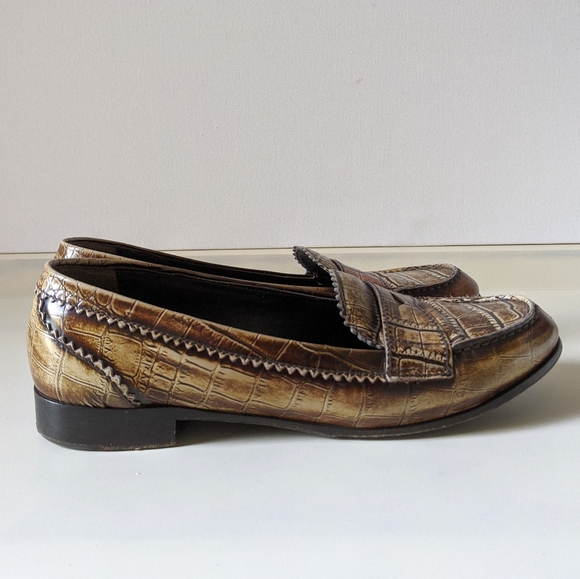 PRADA Crocodile Print Brown Loafers Flats EU 39.5 - Picture 4 of 6
